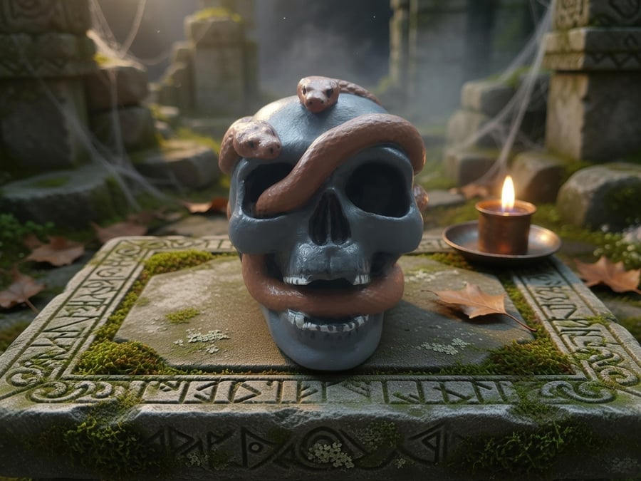 Skull with Snakes Gothic Home Decor