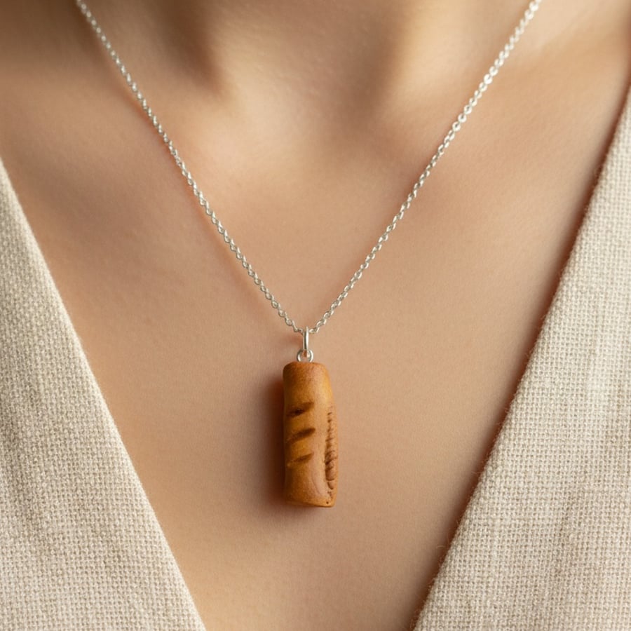Sausage Roll Necklace - Polymer Clay Handmade Jewellery 