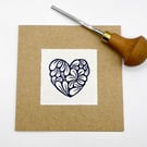 Mini Mussel Shells Heart Card - Original Lino Print