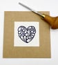 Mini Mussel Shells Heart Card - Original Lino Print