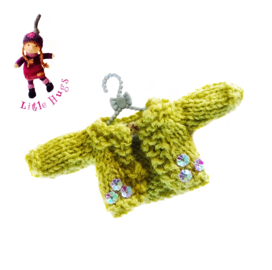 Reserved for Julie - Little Hug Dolls Cartreuse Cardigan