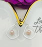 Pale Pink Freshwater Pearl & Petal Pendant Charm Earrings - Image 2
