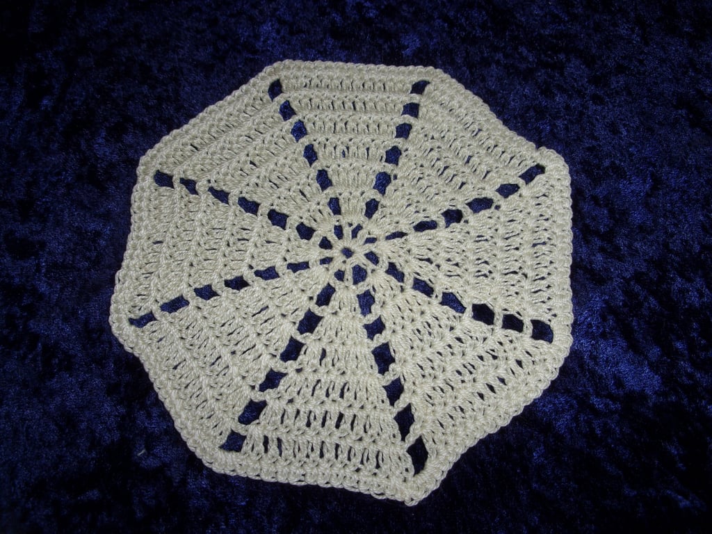 Cream Crochet Windmill Design Doily