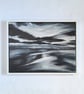 Black and White Seascape, abstract monochrome framed painting