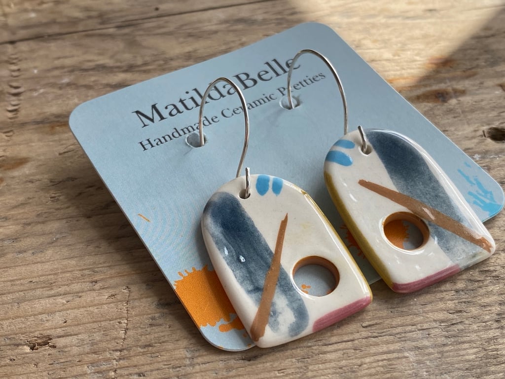 Earrings Handmade Large Coastal Ceramic earrings