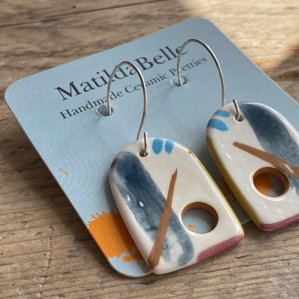 Earrings Handmade Large Coastal Ceramic earrings