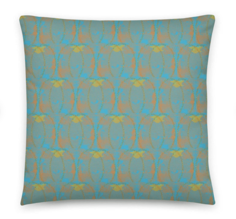 18 inch BLUE AMBER Cushion cover with Insert. Original Print by Livz Design.