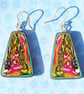 Dangle Earrings - Intricate Mosaic Patterns in Rich Tones - Silver Hooks - Image 2