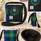 Harris tweed Mackenzie tartan Crossbody bag with thistle.