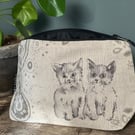 Kitten makeup linen bag 