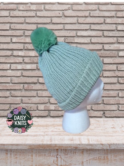 Hand Knitted Hat, Ladies  Hat, Pom Pom Hat, Woolly Hat