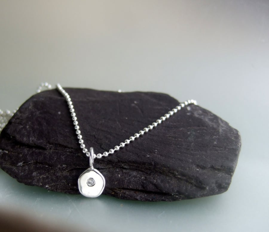 HANDMADE pebble white topaz pendant 