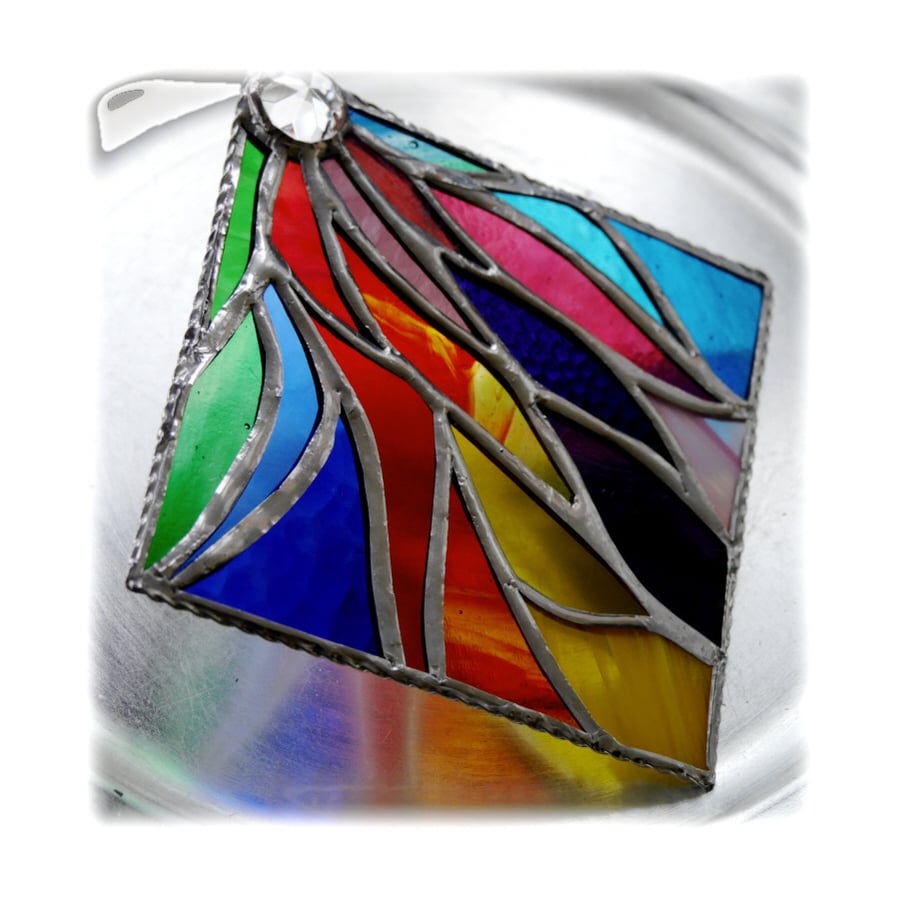 Ribbons Stained Glass Suncatcher Handmade Rainbow