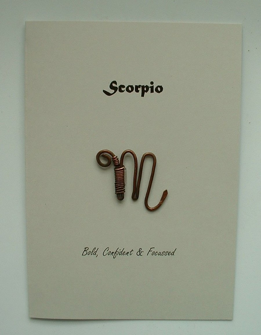 Scorpio Zodiac Greeting Card with Copper Wire 