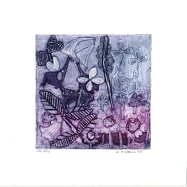 Midnight Garden -  Original Collagraph Print