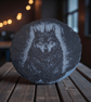 Crowned Battle Wolf Slate Coaster – Gothic Wolf Art – 10cm Natural Slate