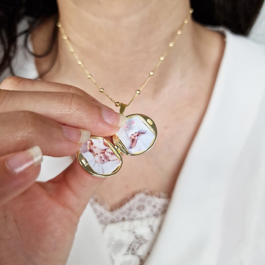 Personalised Birthstone Locket Necklace Laser Engraved Birthstone Gift Personali