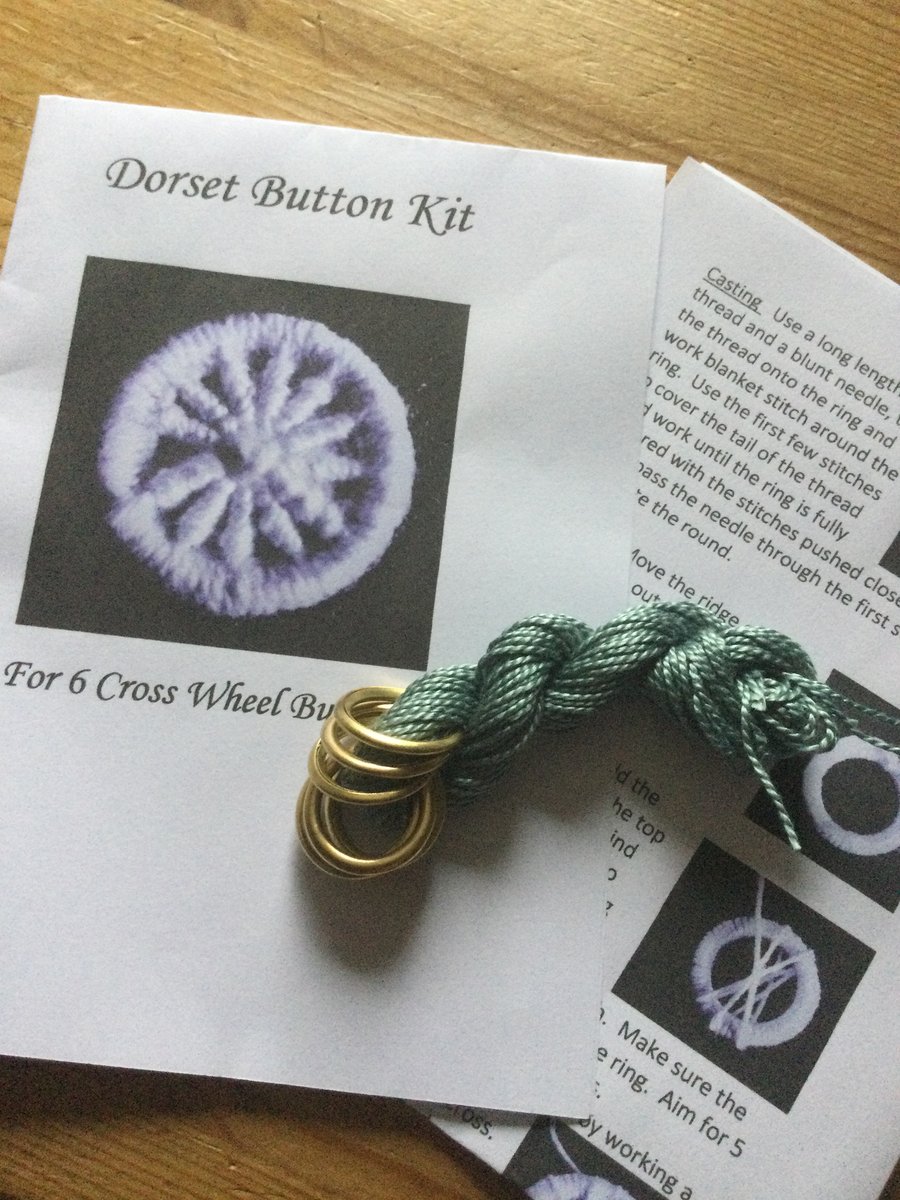 Kit to Make 6 x Dorset Cross Wheel Buttons, Sea Green