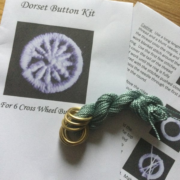 Kit to Make 6 x Dorset Cross Wheel Buttons, Sea Green