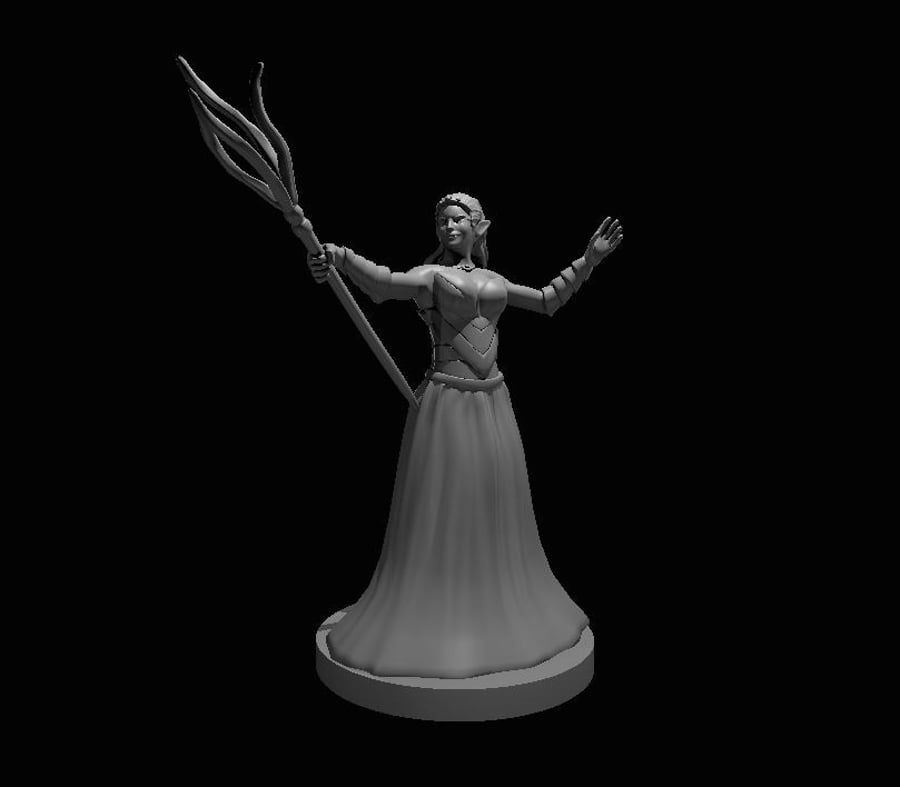 Drow Priestess - 3D Printed Resin DnD Pathfinder Figure Mini Miniature