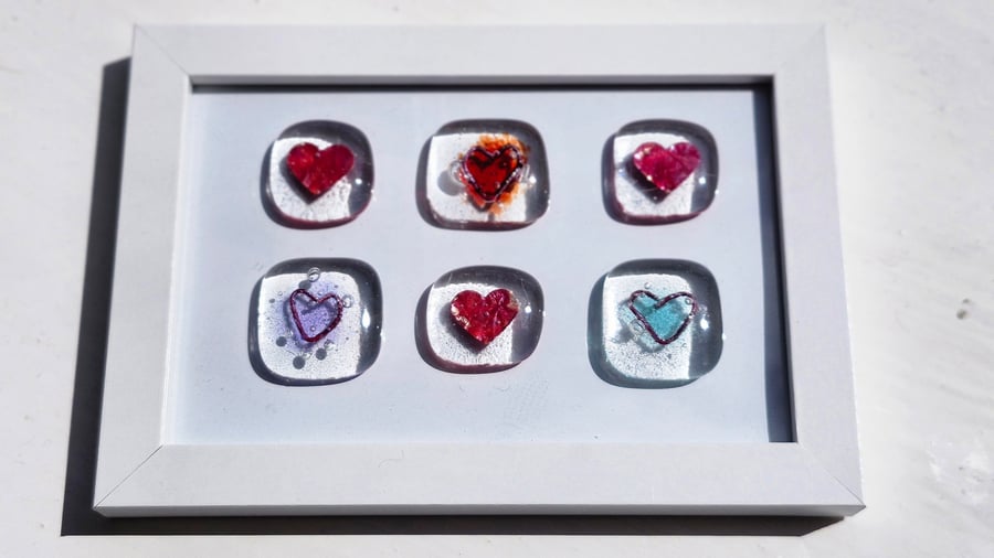 Framed Glass Fused Hearts
