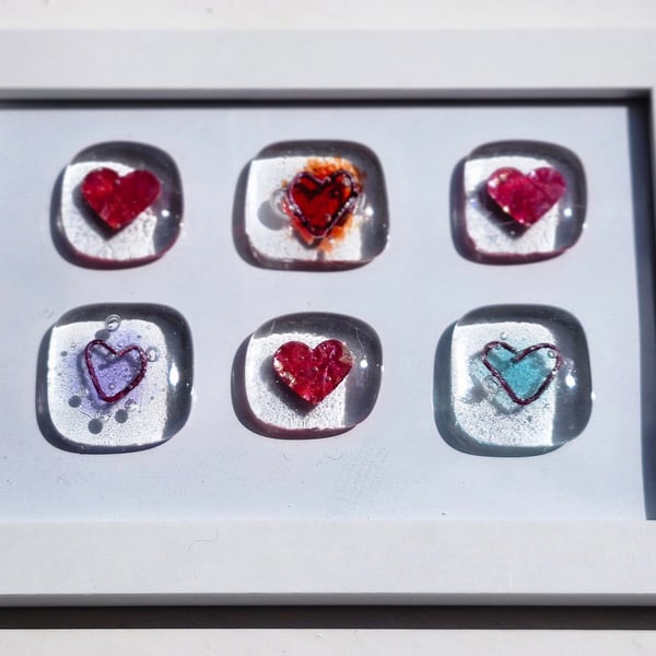 Framed Glass Fused Hearts