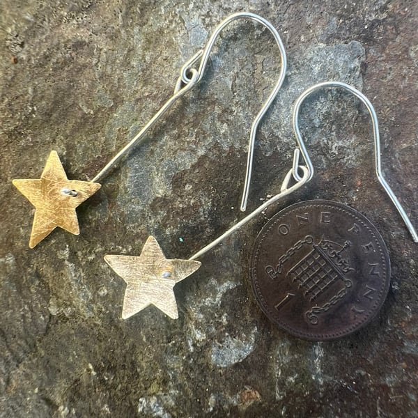 Brass Star Dangle Earrings