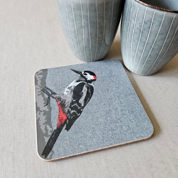 Great Spotted Woodpecker coaster