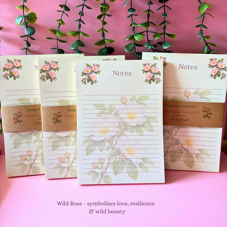 Wild Rose A5 Notepad - Botanical Writing Pad - Hedgerow Stationery Gift