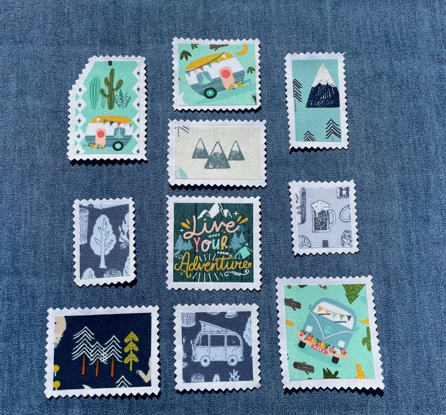 Fabric Postage Stamps - Live Your Adventure