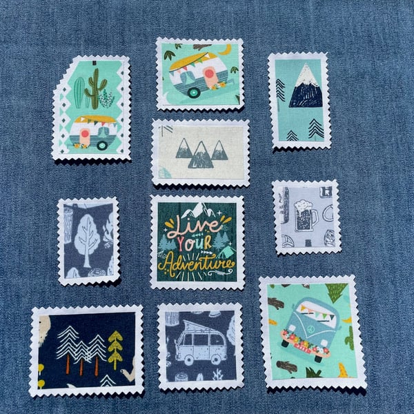 Fabric Postage Stamps - Live Your Adventure