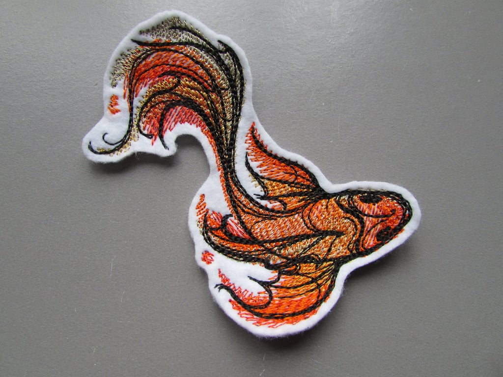 Fish Koi Embroidered Sew on Applique Patch