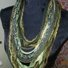 Handmade upcycled boho infinity scarf Festive Pine