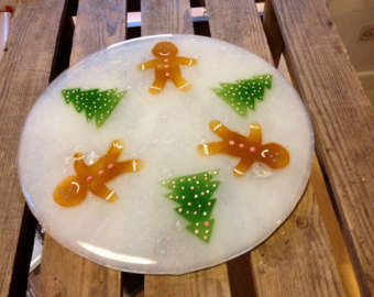 This unique Fused Glass White Woodland Vase, has a different design on each side