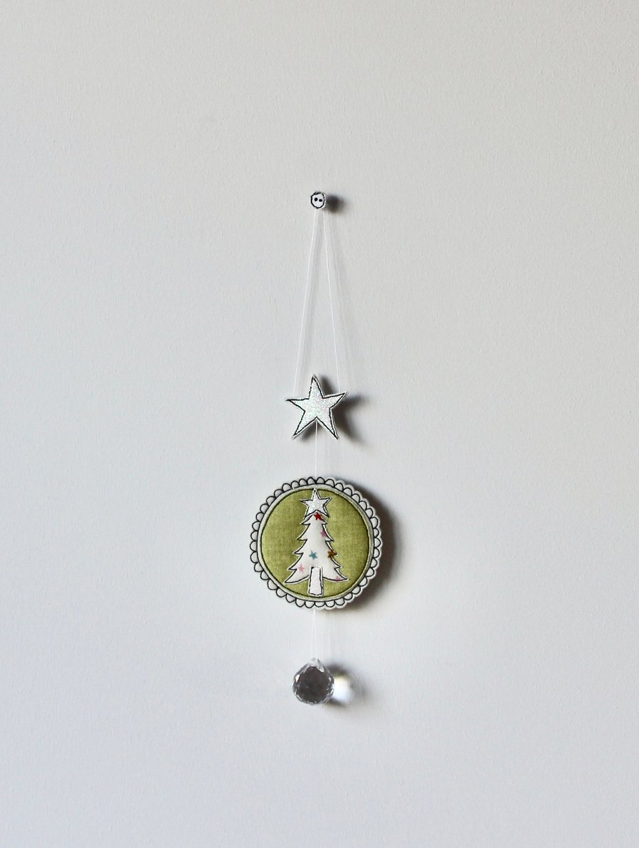 'A Christmas Tree with a Star and Glass Faceted Sphere' - Hanging Decoration