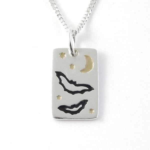 Bat Pendant (Small), Silver Handmade Wildlife Jewellery Gift