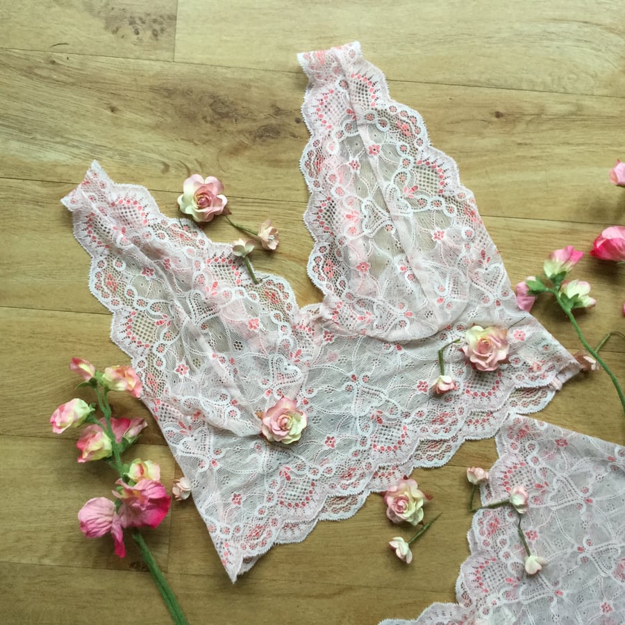 Peaches and cream  Longline vintage style bralette