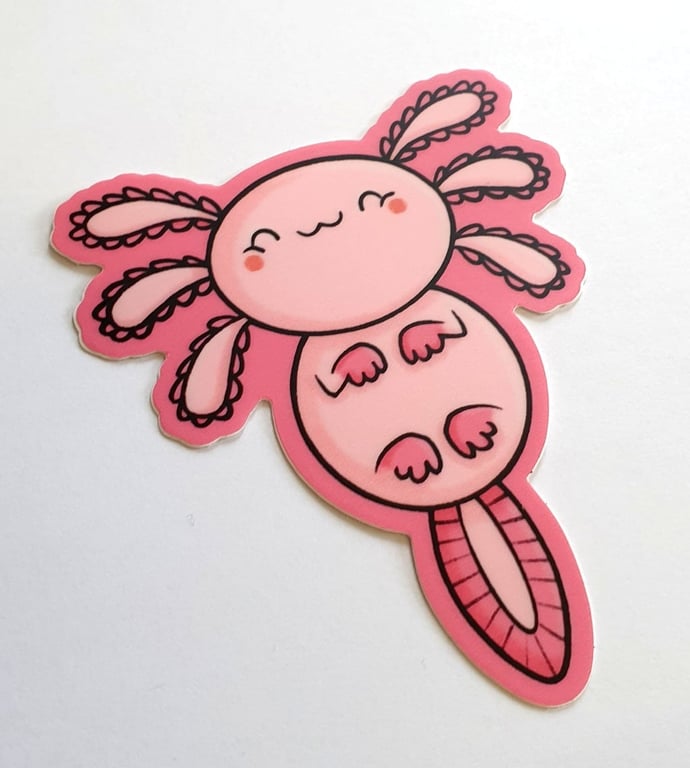 Cute Axolotl Vinyl Die Cut Sticker