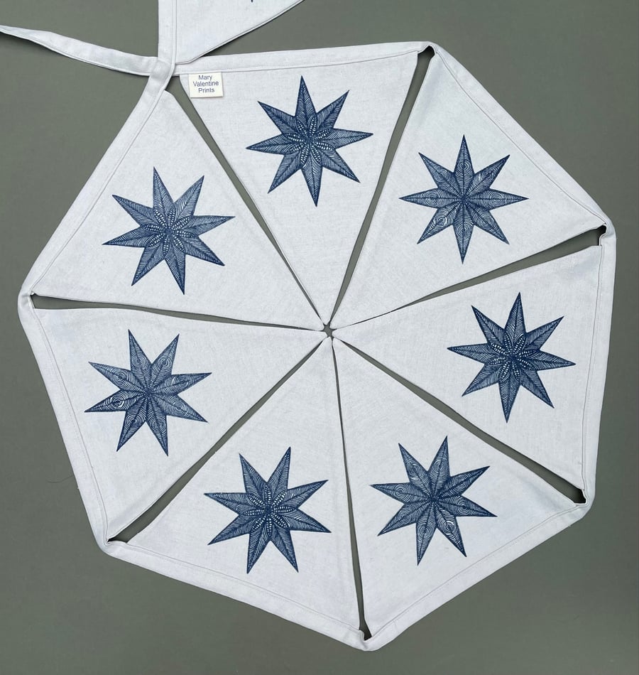 Handprinted Star Bunting - Linocut Print - Folksy