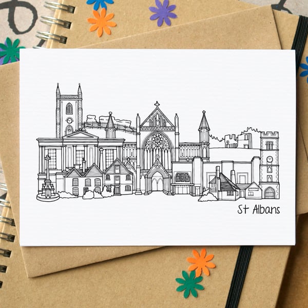 St Albans Skyline Greetings Card
