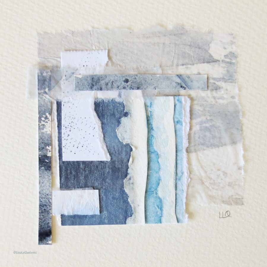 Mixed media and collage storm inspired coastal original abstract 