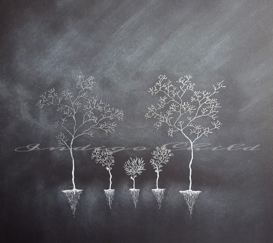 Art Drawing Silver Trees
