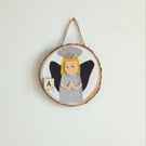 Wooden fun alphabet art with first letter scrabble tile - A Angel
