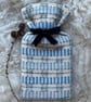 Mini Hotwater bottle - Blue & Grey stripe. Handwoven in Wales - Image 2