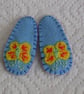Pair of Blue Felt Embroidered Butterfly Hair Clips - Image 2