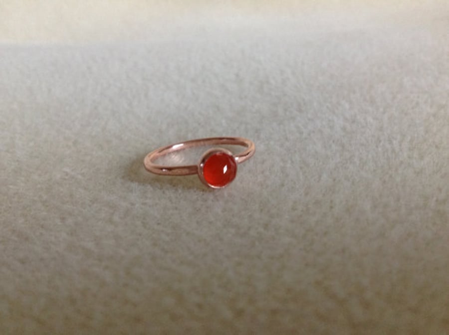 Solid Copper and Rose cut Carnelian ring