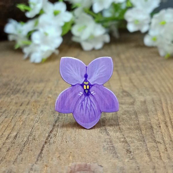 Violet Brooch, February Birth Flower Pin Badge, Handmade February Birthday Gift