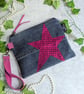 Recycled Denim Clutch Bag with Vibrant Pink Star and Detachable Suede Strap - Image 2