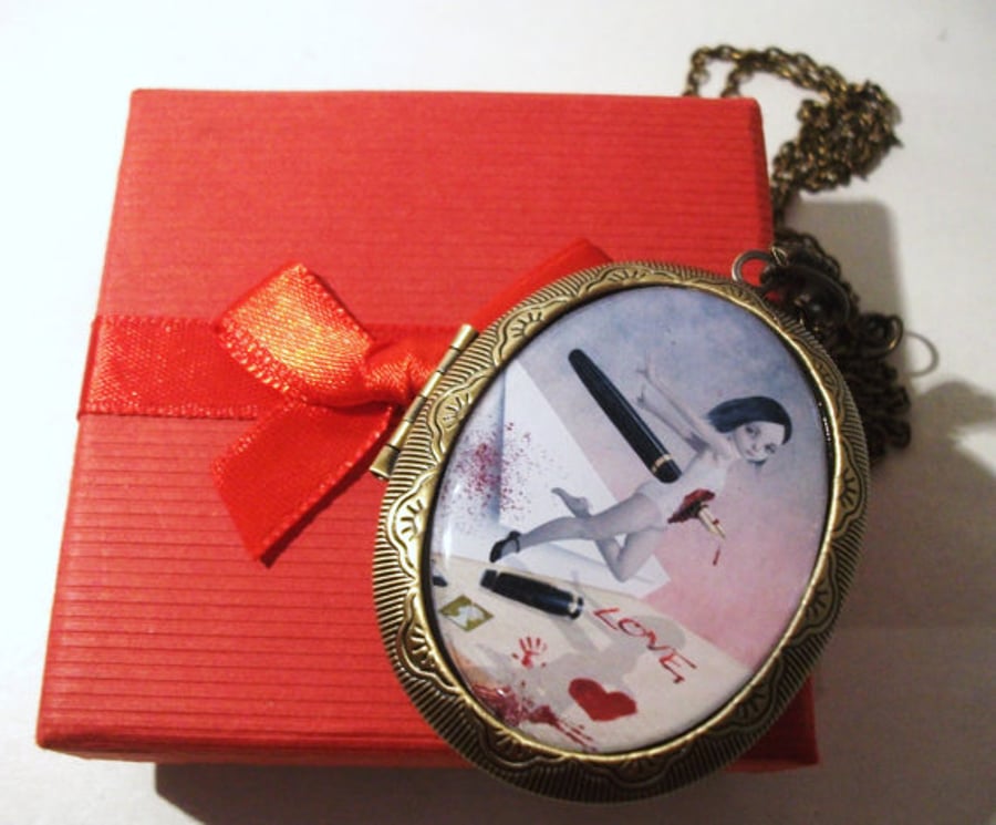 Wearable Art Locket Featuring my art Written In Blood
