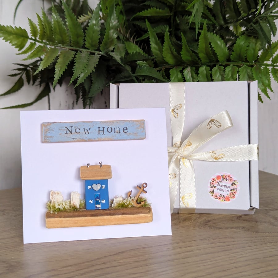New Home Card With Removable Wooden Cottage Gift